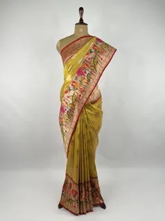 Yellow color Paithani silk saree2