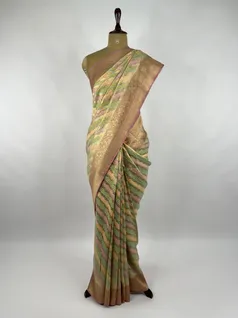 Peach color Bandhani Georgette silk saree2