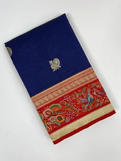 Navy blue color fancy Kanjivaram silk saree1