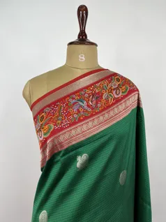 Bottle Green color fancy Kanjivaram silk saree3