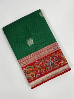 Bottle Green color fancy Kanjivaram silk saree1