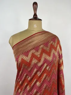 Maroon color Bandhani Georgette silk saree3