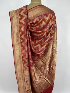 Maroon color Bandhani Georgette silk saree4