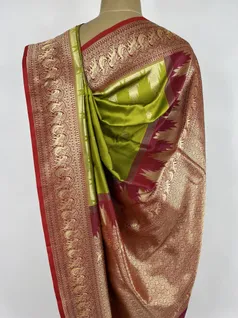 Olive color kanjivaram silk saree4