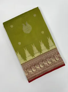 Olive color kanjivaram silk saree1