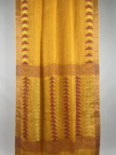 Mango color Pure Linen Jamdani saree2