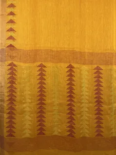 Mango color Pure Linen Jamdani saree3