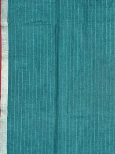 Turkish Blue color Pure Linen Jamdani saree4