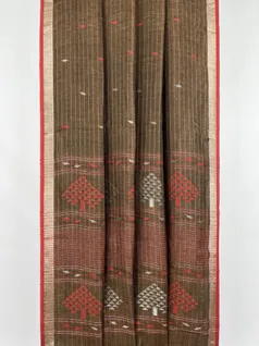 brown-color-pure-linen-jamdani-saree-hny0397-b