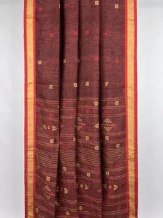 copper-brown-color-pure-linen-jamdani-saree-hny0400-b