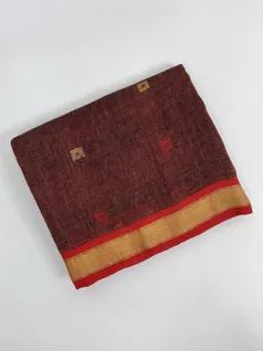 copper-brown-color-pure-linen-jamdani-saree-hny0400-a