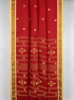 red-color-pure-linen-jamdani-saree-hny0401-b