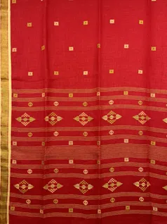 red-color-pure-linen-jamdani-saree-hny0401-c