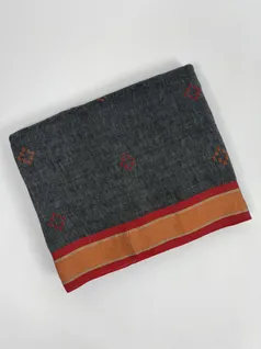 Grey color Pure Linen Jamdani saree1