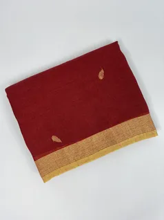 Maroon color Pure Linen Jamdani saree1