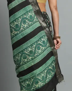 black-green-ajrak-block-printed-vegan-saree-hny0486-d