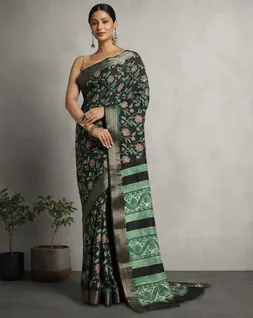 black-green-ajrak-block-printed-vegan-saree-hny0486-a