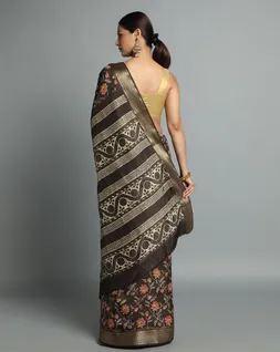 black-brown-ajrak-hand-block-printed-vegan-silk-saree-hny0488-b