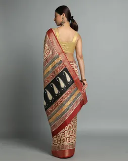 beige-red-colour-bagru-handblock-printed-vegan-silk-saree-hny0495-b