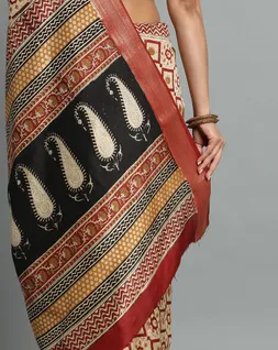 beige-red-colour-bagru-handblock-printed-vegan-silk-saree-hny0495-d