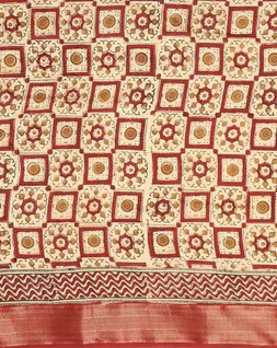 beige-red-colour-bagru-handblock-printed-vegan-silk-saree-hny0495-f