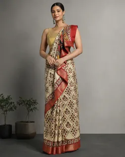 beige-and-red-color-bagru-block-printed-vegan-silk-saree-hny0497-a