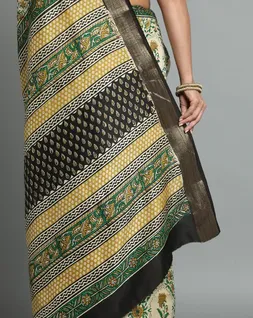 beige-and-green-colour-bagru-handblock-printed-vegan-silk-saree-hny0500-d