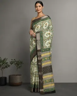 beige-and-green-colour-bagru-handblock-printed-vegan-silk-saree-hny0500-a