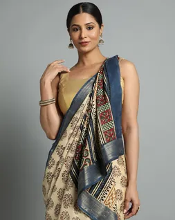 beige-and-blue-colour-bagru-handblock-printed-vegan-silk-saree-hny0501-c