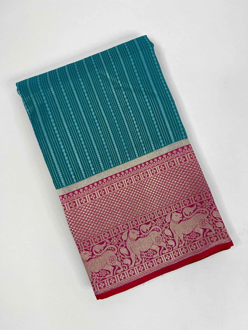 TURQUOISE BLUE KANJIVARAM SILK SAREE1