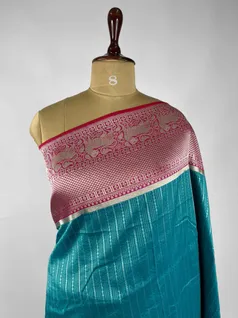 TURQUOISE BLUE KANJIVARAM SILK SAREE3