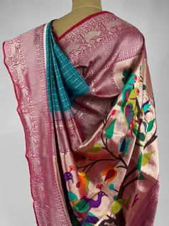 TURQUOISE BLUE KANJIVARAM SILK SAREE4