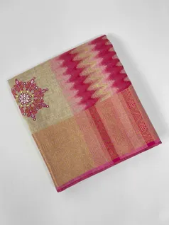 FAUN  COLOUR IKAT SILK EMBROIDERY SAREE1