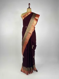 DARK MAROON COLOUR ORGANZA SILK EMBROIDERY SAREE2