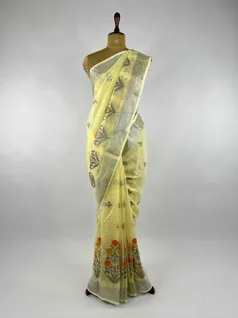 lemon-yellow-colour-linen-embroidery-saree-hny0104-b