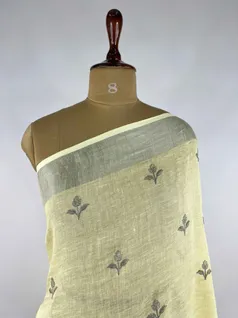 lemon-yellow-colour-linen-embroidery-saree-hny0104-c