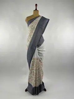 SKY BLUE COLOUR, LINEN EMBROIDERY SAREE2