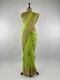 LIRIL GREEN COLOUR, LINEN EMBROIDERY SAREE2