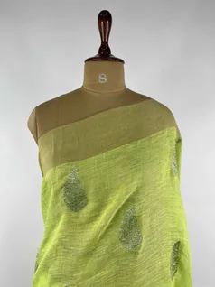 LIRIL GREEN COLOUR, LINEN EMBROIDERY SAREE3