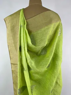 LIRIL GREEN COLOUR, LINEN EMBROIDERY SAREE4