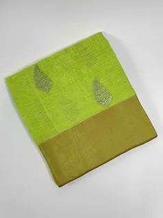 LIRIL GREEN COLOUR, LINEN EMBROIDERY SAREE1