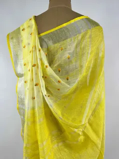 yellow-colour-linen-embroidery-saree-hny0113-d