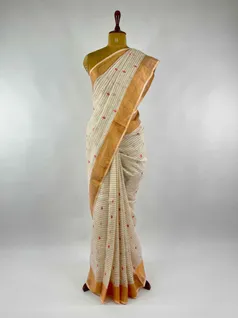 FAUN COLOUR LINEN EMBROIDERY SAREE2