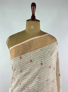 FAUN COLOUR LINEN EMBROIDERY SAREE3