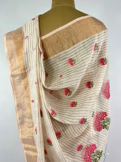 FAUN COLOUR LINEN EMBROIDERY SAREE4