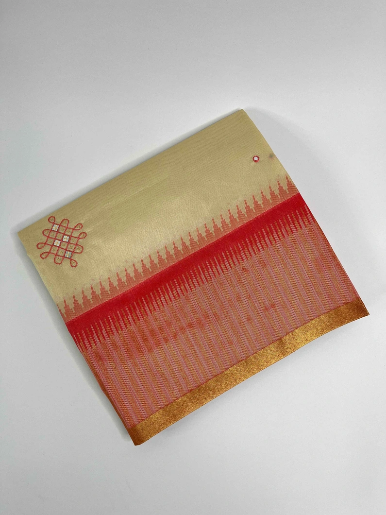 BEIGE COLOUR CHAMPA SILK EMBROIDERY SAREE1