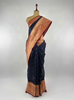 NAVY BLUE COLOUR PATOLA SILK EMBROIDERY SAREE2