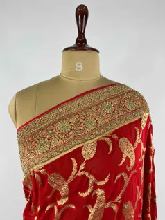 RED COLOUR KHADDI GEORGETTE SAREE3