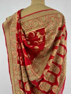 RED COLOUR KHADDI GEORGETTE SAREE4