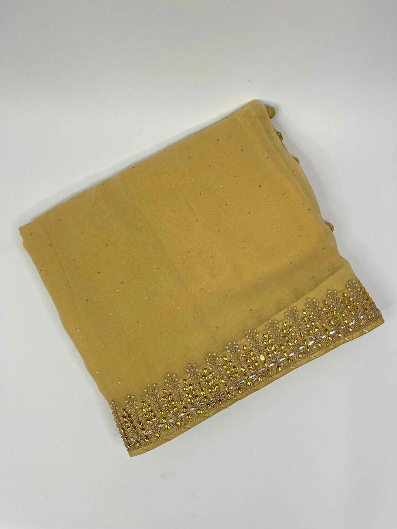 BEIGE COLOUR GEORGETTE SILK EMBROIDERY SAREE1